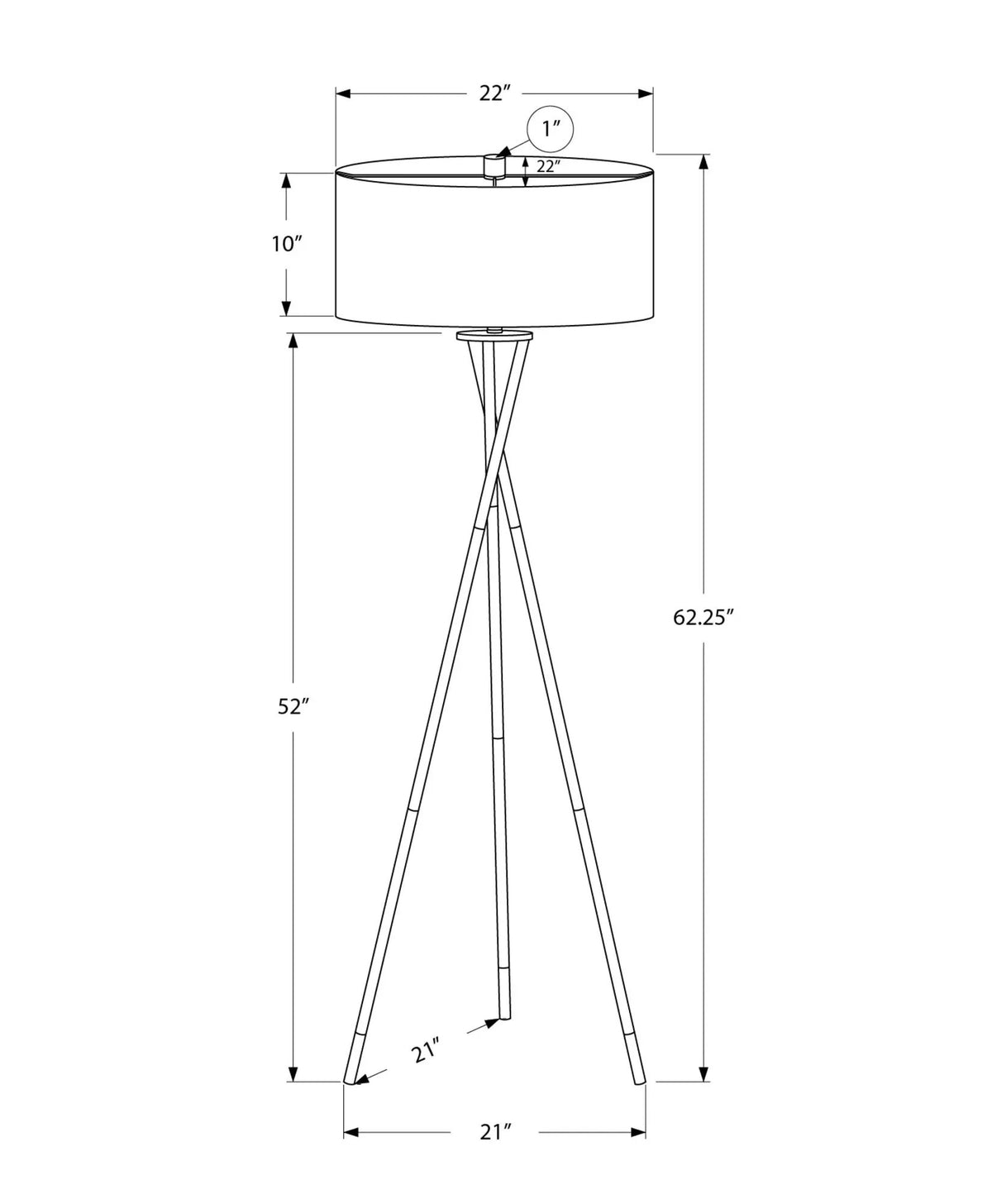 Metal Tripod Floor Lamp | 62 Inch Height | Tri-Bulb 3-Way Switch | Contemporary Style
