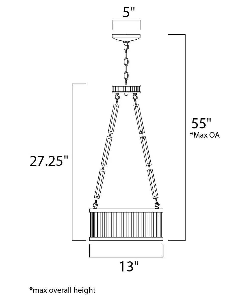 Ruffle Pendant Light | 13 Inch Wide | 3 Light | Weathered Zinc Finish