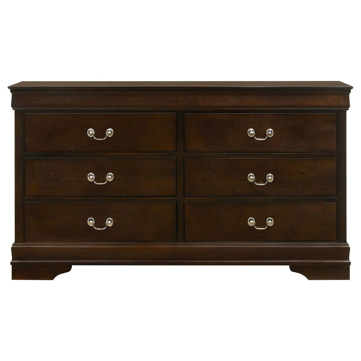 Louis Philippe 6-drawer Dresser | 58.25 x 15.75 x 33.5 in | Wood | Cappuccino
