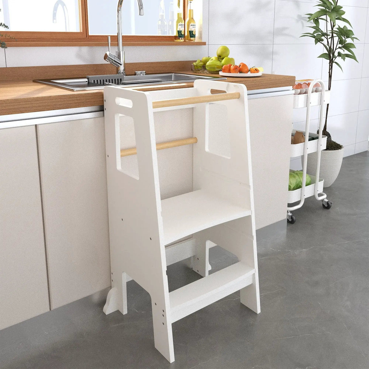 Toddler Standing Tower | Kitchen Step Stool | Adjustable Height | Removable Front Bar