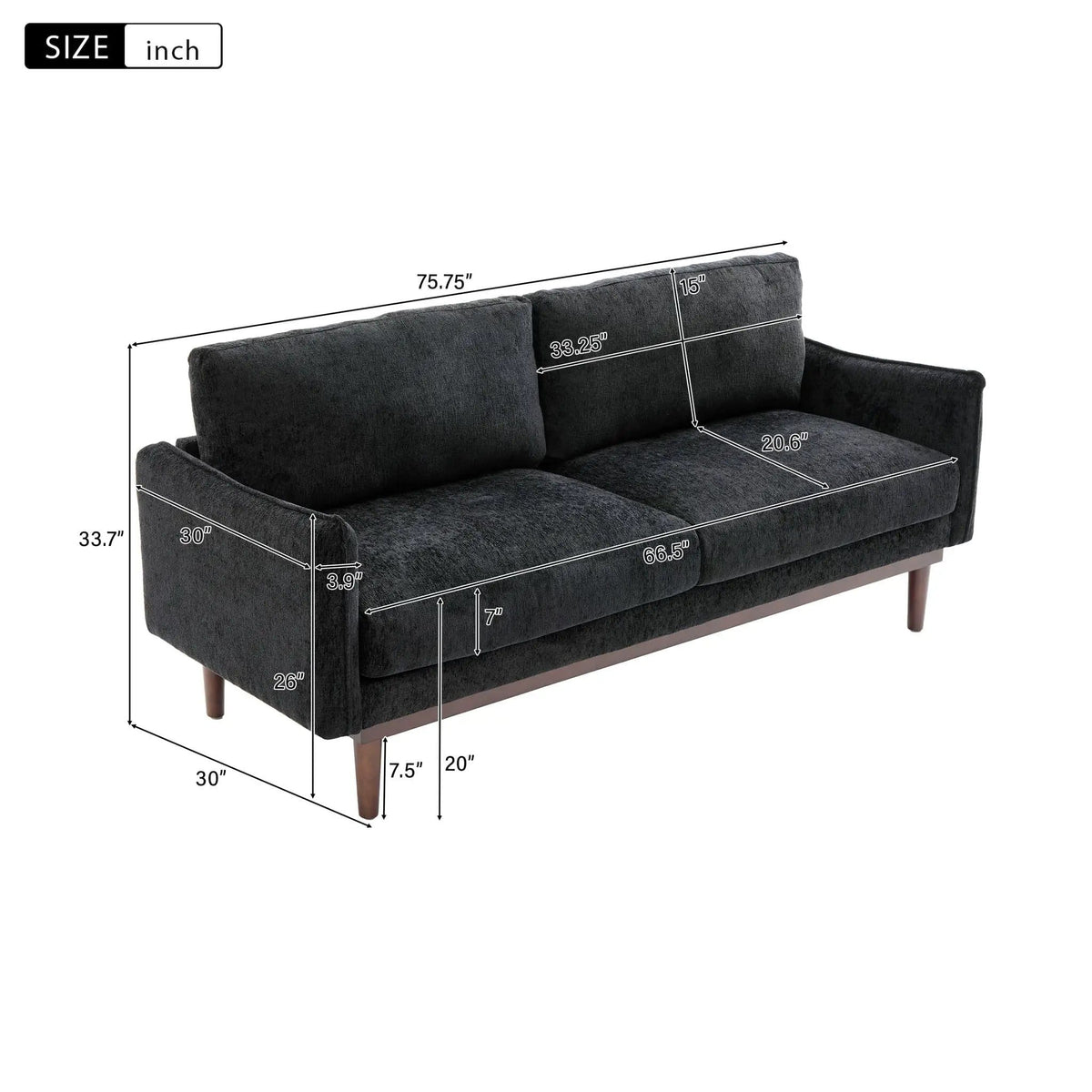 Loveseat Sofa With Spacious Seating | 2 Pieces | Fabric & Wood | Living Room