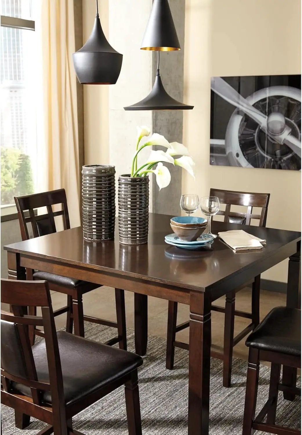 Counter Height Dining Set Brown With Table And 4 Barstools from PriceLows™