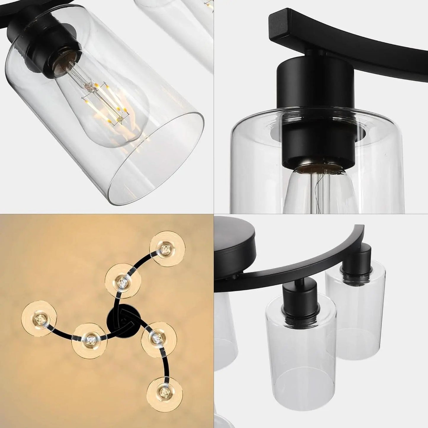 Six Light Black Farmhouse Chandelier With Adjustable Height from PriceLows™
