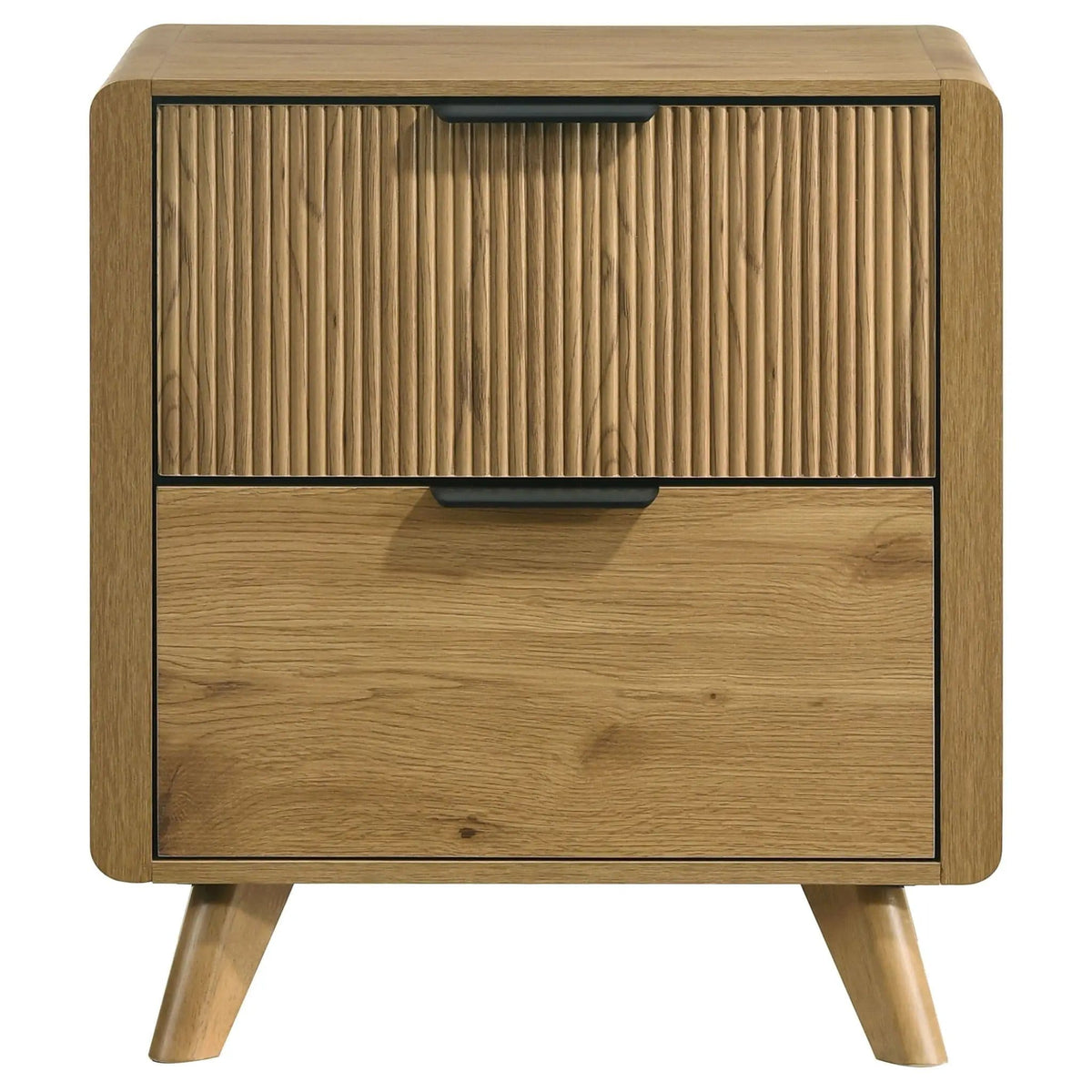 Bennett 2-drawer Bedroom Nightstand Bedside Table | 23.75 x 16.5 x 26.5 in | Rubberwood & Engineered Wood | Light Oak