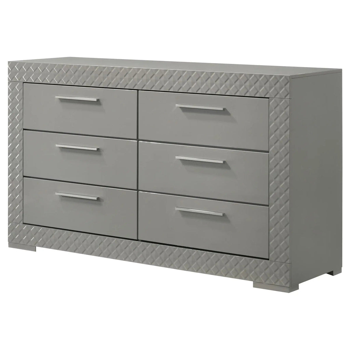 Ives 6-drawer Dresser Cabinet Grey High Gloss | 63 x 18 x 36.5 in | 6-Drawer | Bedroom