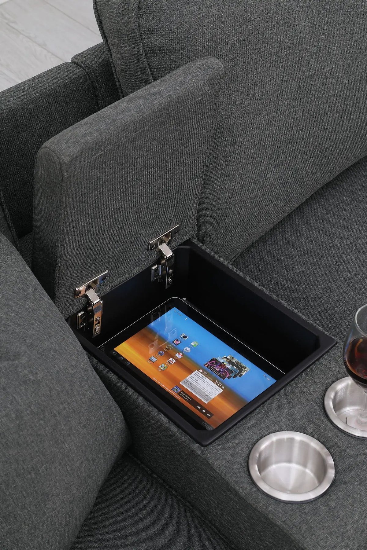 Eric 9-Piece Sectional | Upholstered Design | Ottoman Included | Cupholder Console