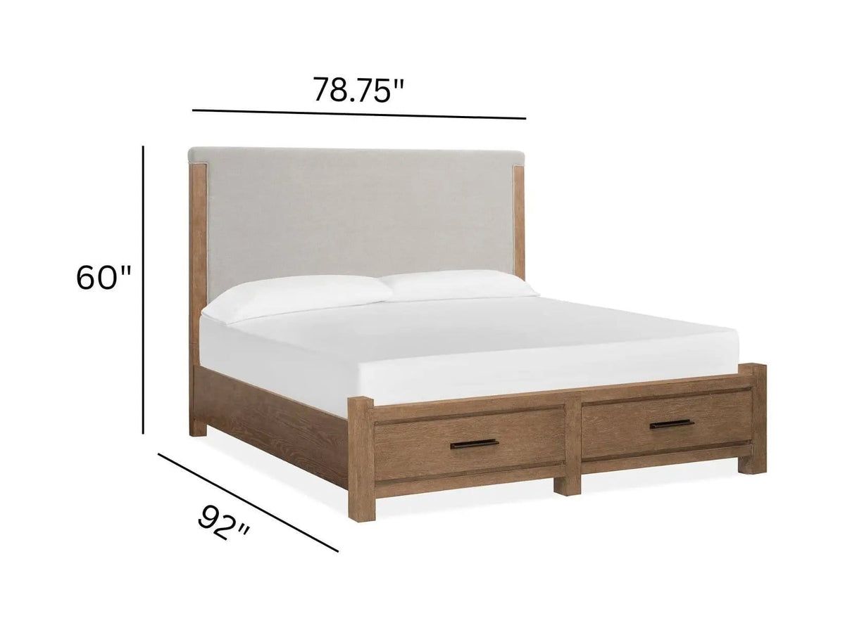 Plum Creek Upholstered Panel Storage Bed | 6 Pieces | Oak Veneer | Bedroom