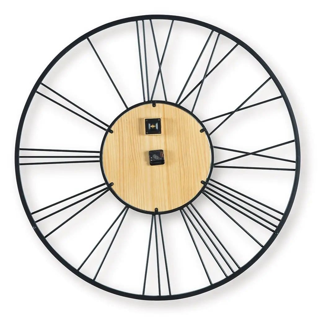 Brockett Wall Clock | 41.88 x 1.5 x 41.88 in | Metal & Wood | Black / Natural