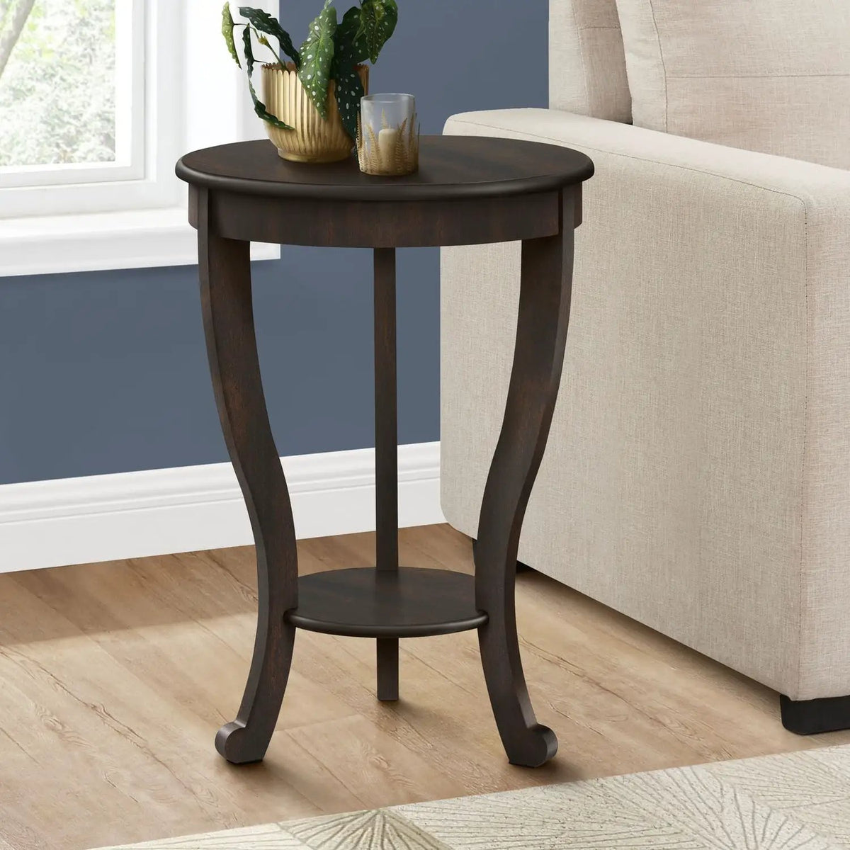 Accent End Table | 2 Tier | Dark Walnut Veneer | Traditional