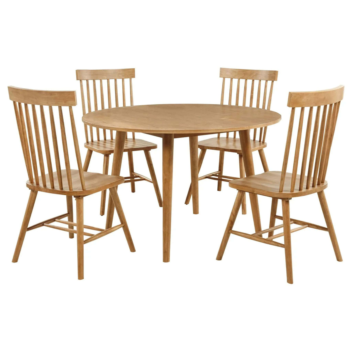 Andrews 5-piece Round Wood Dining Room Table Set Light Ash | 5-Piece Set | Rubberwood & Engineered Wood | Dining Room