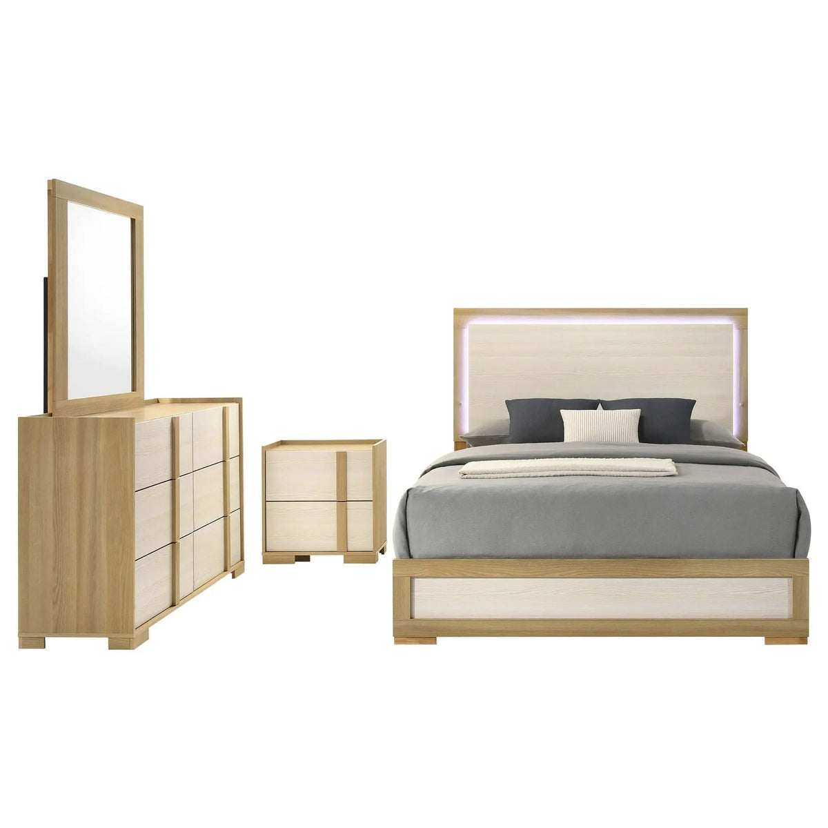 Hyland 4-piece Queen Bedroom Set | 4-Piece Set | Engineered Wood & Veneer | Natural