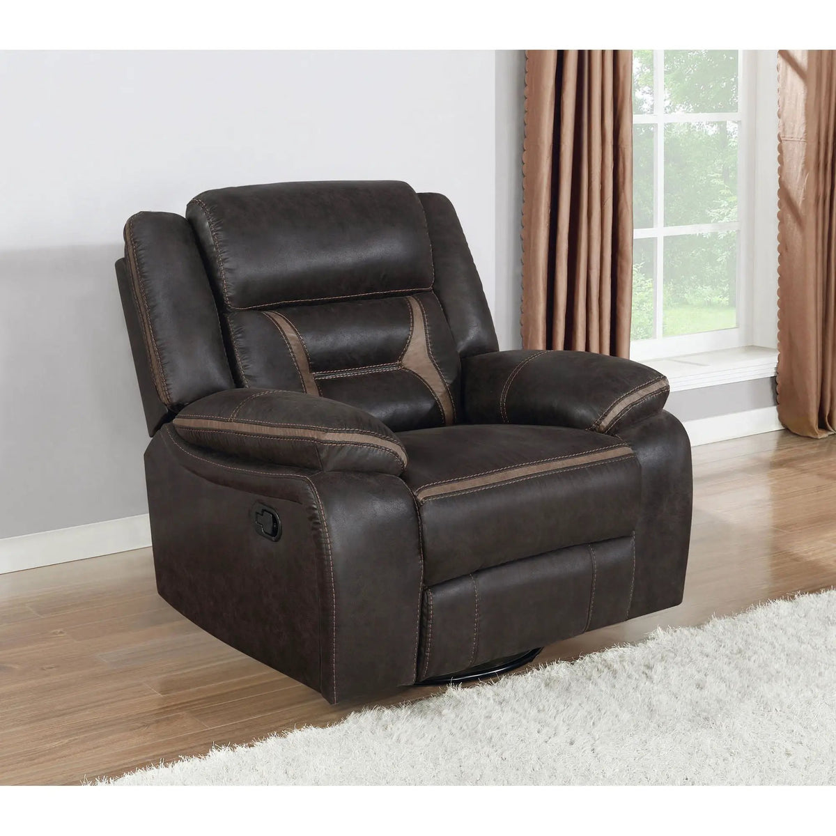Brazelton Swivel Glider Recliner | Manual Recline Lever | Leatherette Upholstery | Smooth Gliding Motion