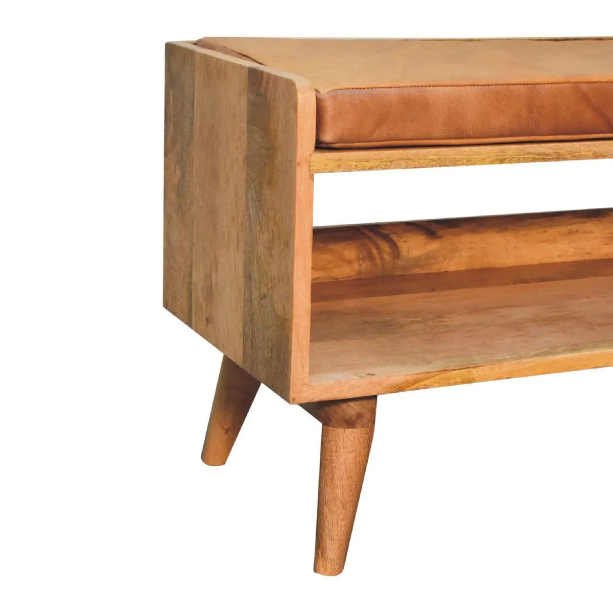 Solid Wood Bench With Upholstered Sea | 3 Pieces | Mango Wood | Home