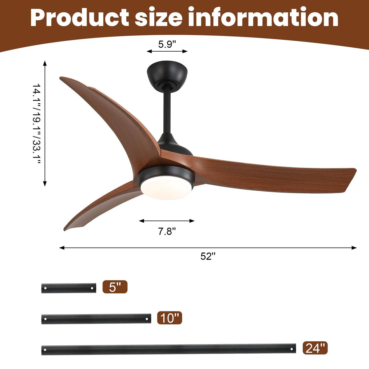 Ceiling Fan | Remote Control DC Motor | Dimmable Light | 3 Blades