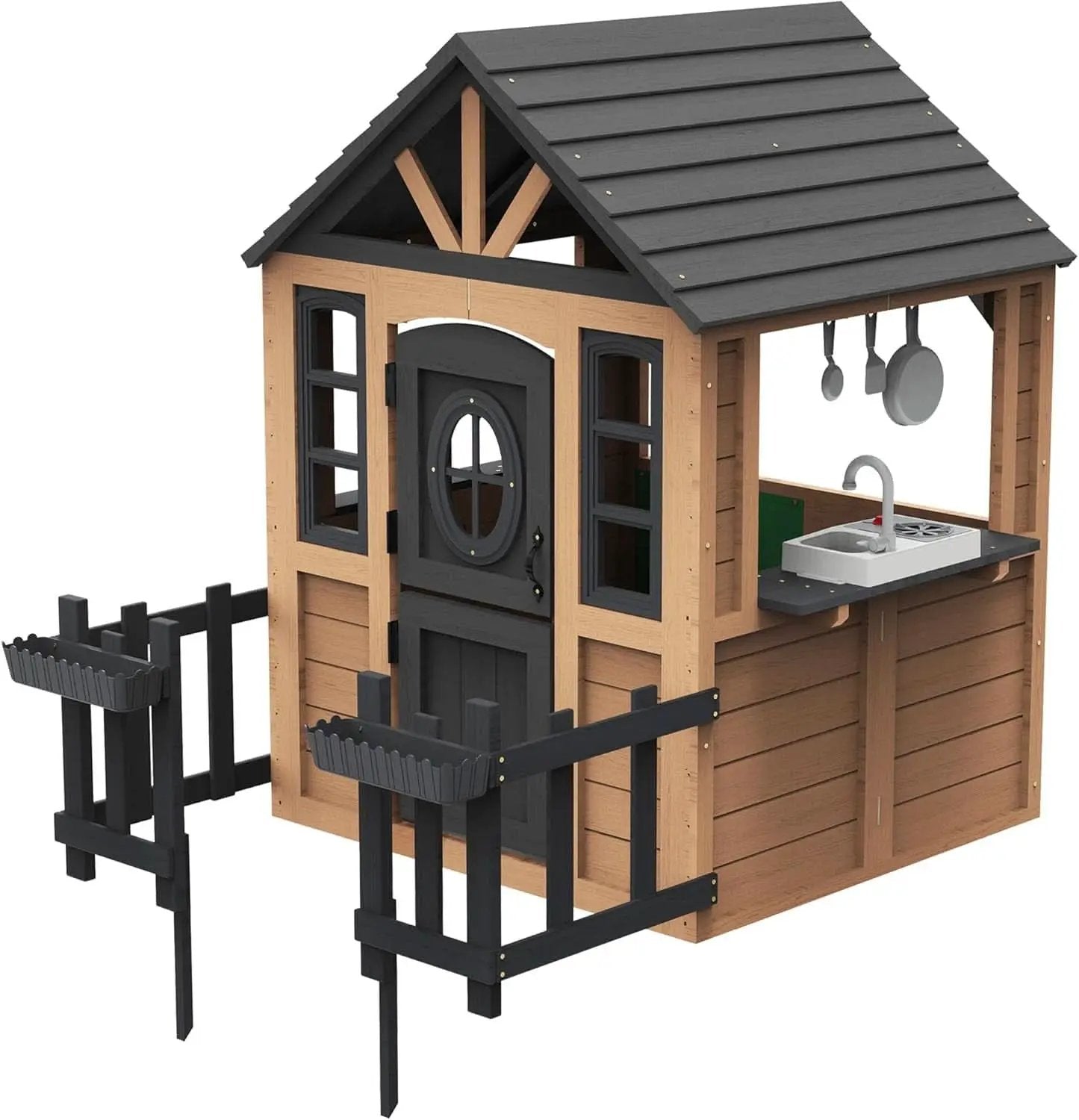Outdoor Wooden Playhouse With Kitchen Weather proof Roof from PriceLows™