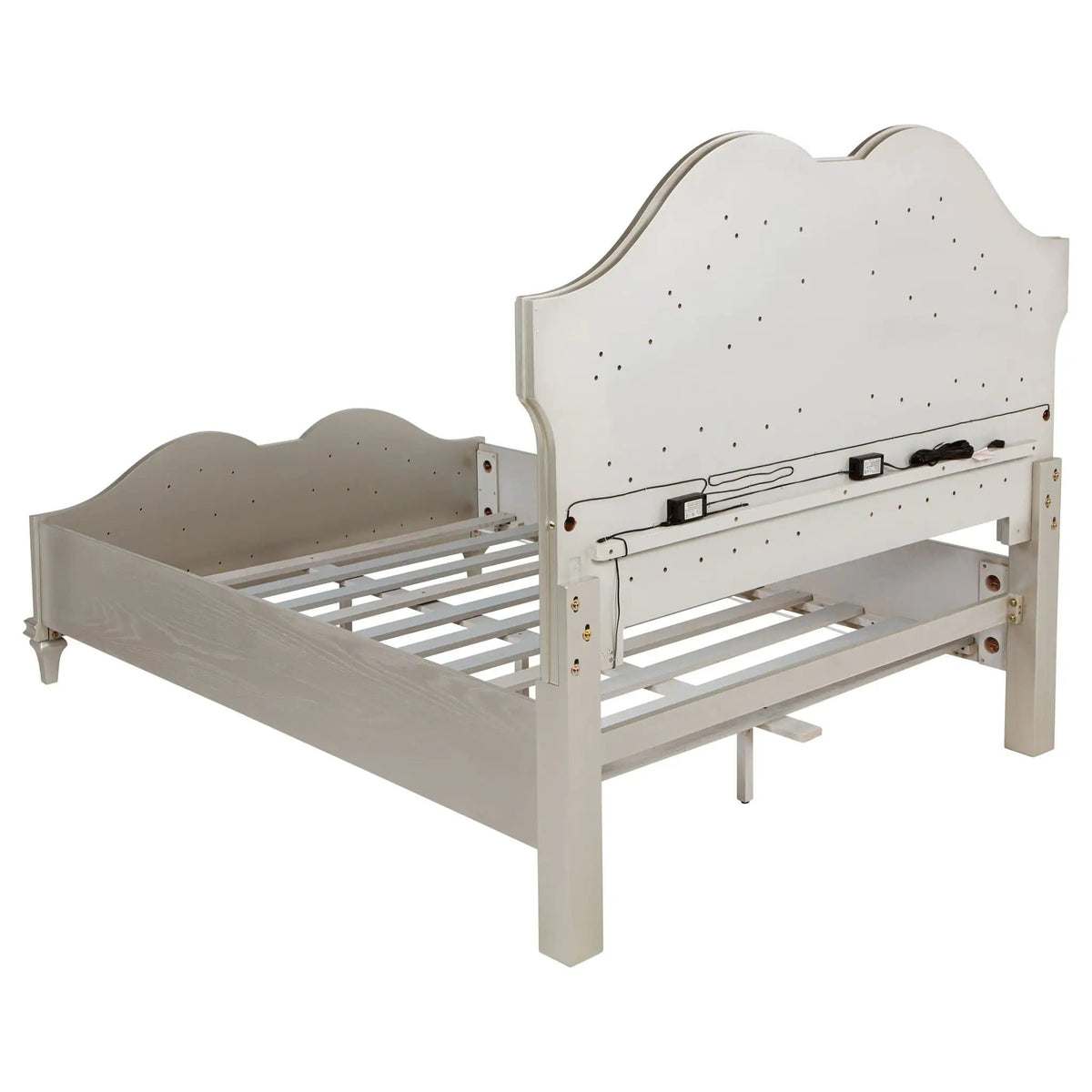 Evangeline 5-piece Queen Bedroom Set Silver | 5-Piece Set | Chenille | Oak