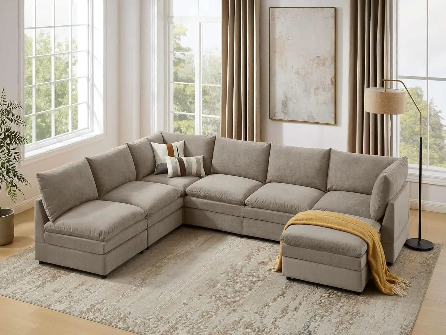 127 Inch Taupe Contemporary Modular Sectional Sofa from PriceLows™