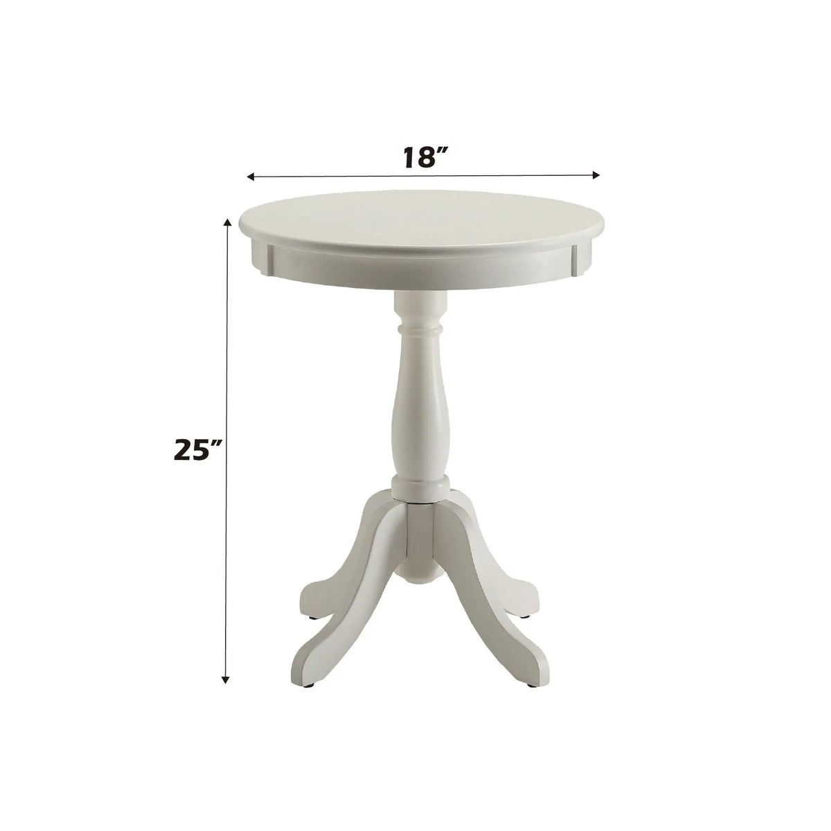 Alger Accent Table | White Finish | Round Pedestal Base | Cottage Style