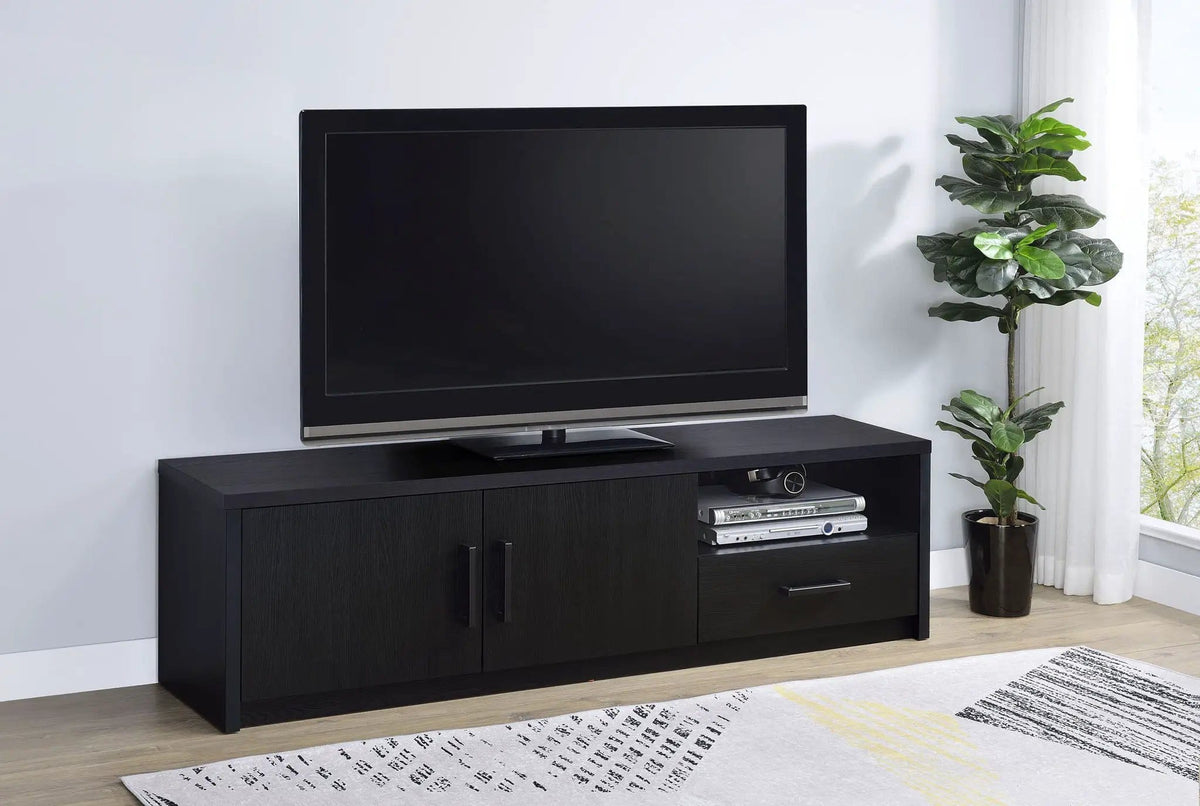 Murray 70-inch 2-door TV Stand Media Console | 70 x 15.5 x 19.75 in | Veneer & Wood | Black