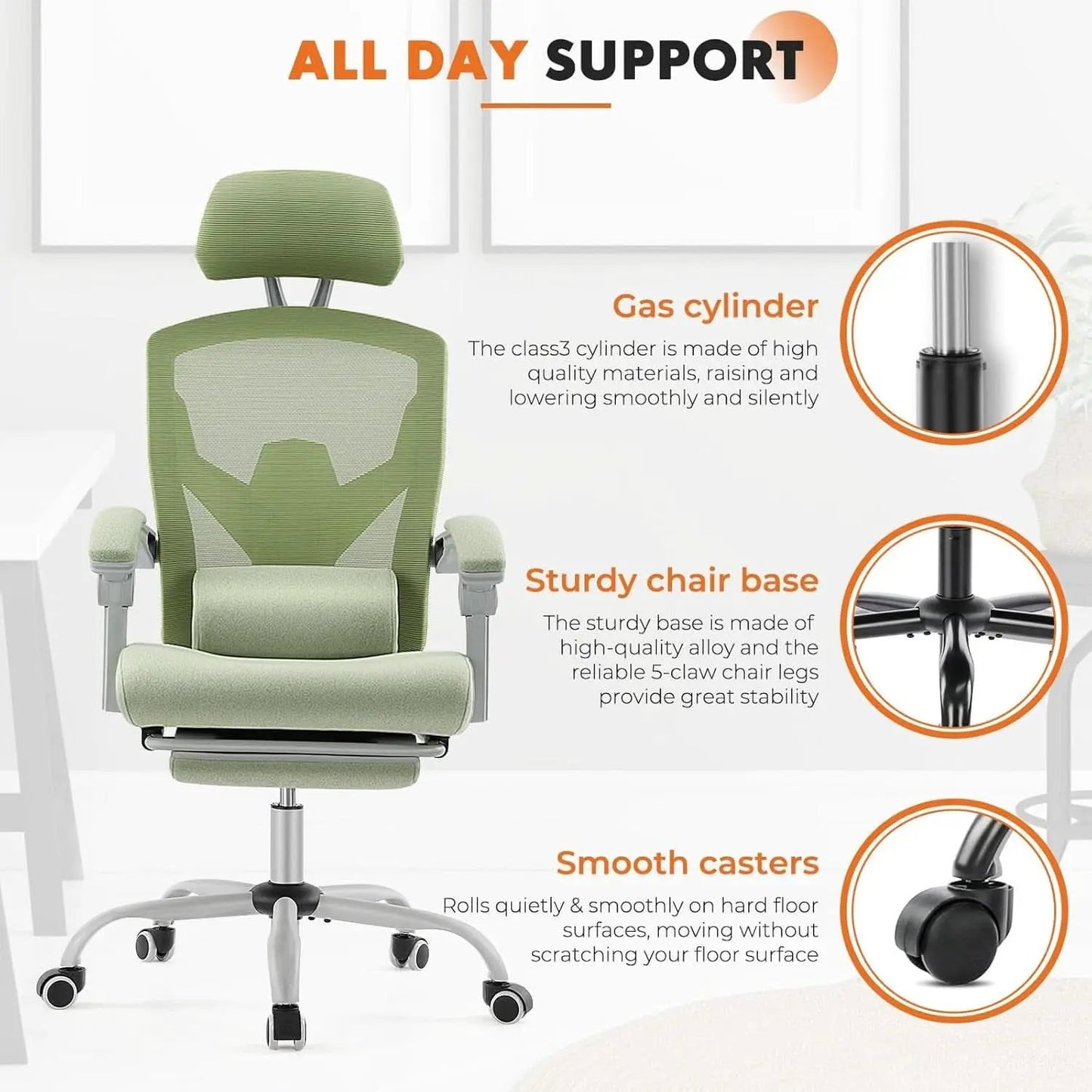 Green Ergonomic High Back Mesh Office Chair Lumbar Support from PriceLows™