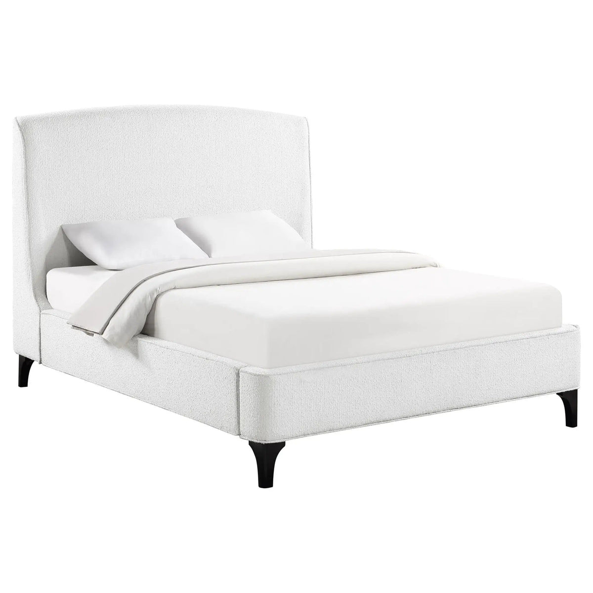 Mosby Upholstered Eastern King Wingback Bed Snow | 83.75 x 90 x 54 in | Boucle | Bedroom