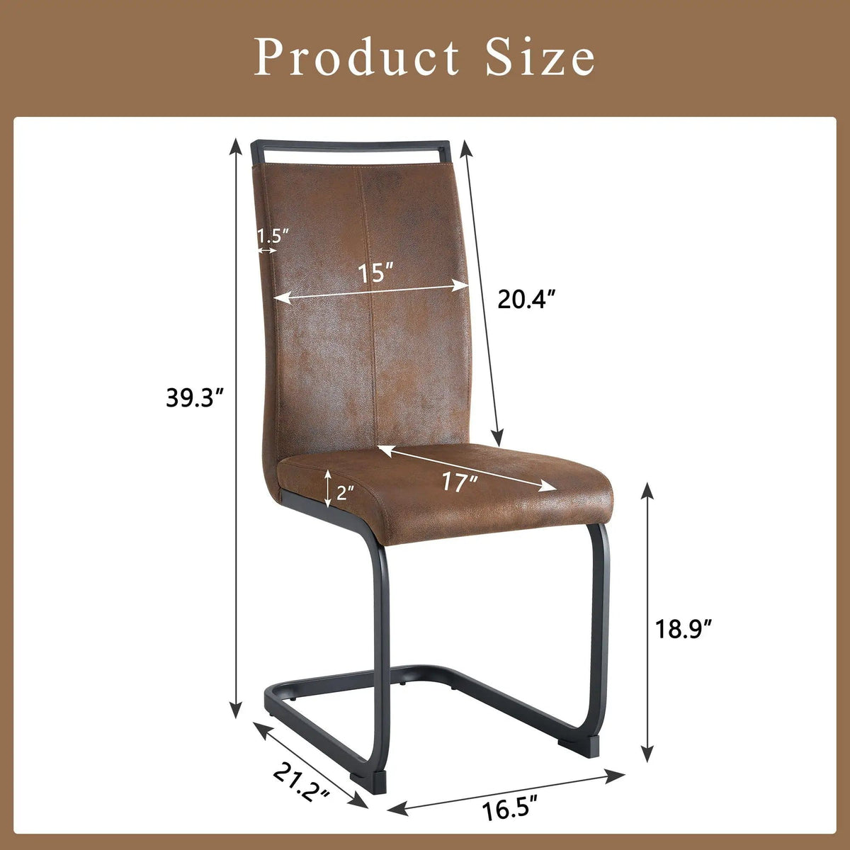 Dining Chairs With Ergonomic Backrest Chair Set | 2 Pieces | Fabric & Metal | Dining Room
