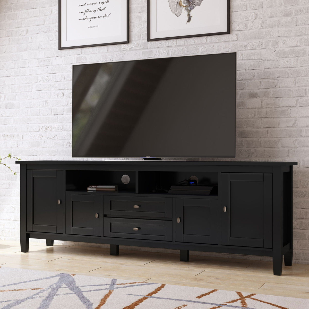 Warm Shaker Handcrafted TV Media Stand | 2 Pieces | Solid Wood | Living Room