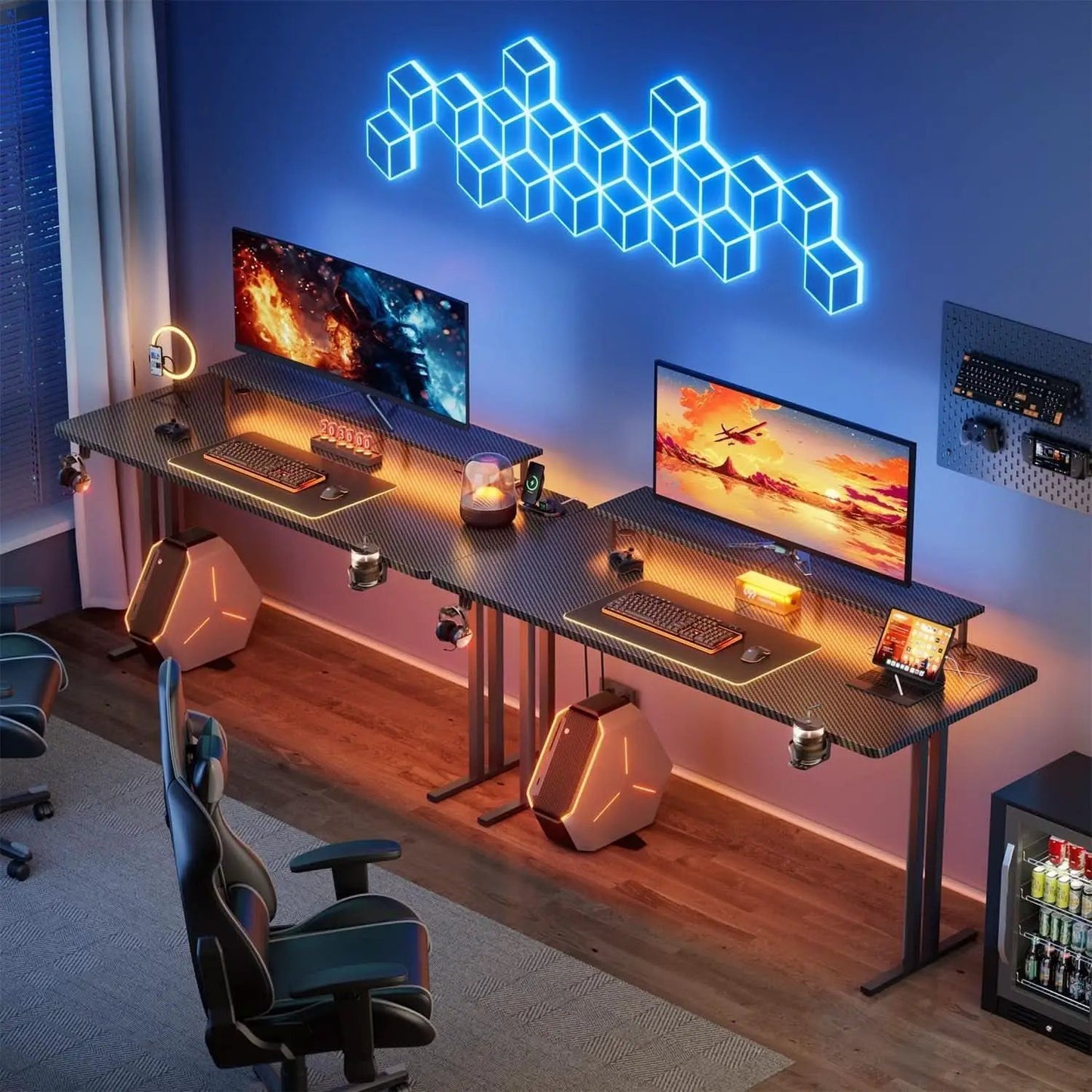 Ergonomic 63 Inch Gaming Desk With LED Lights from PriceLows™