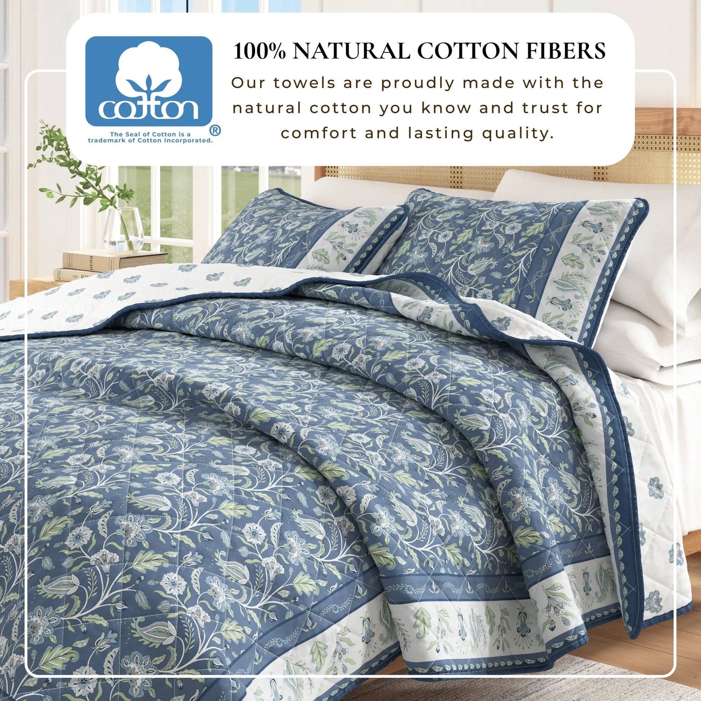 Floral Boho Printed Cotton Quilt Set - Indira Collection from PriceLows™