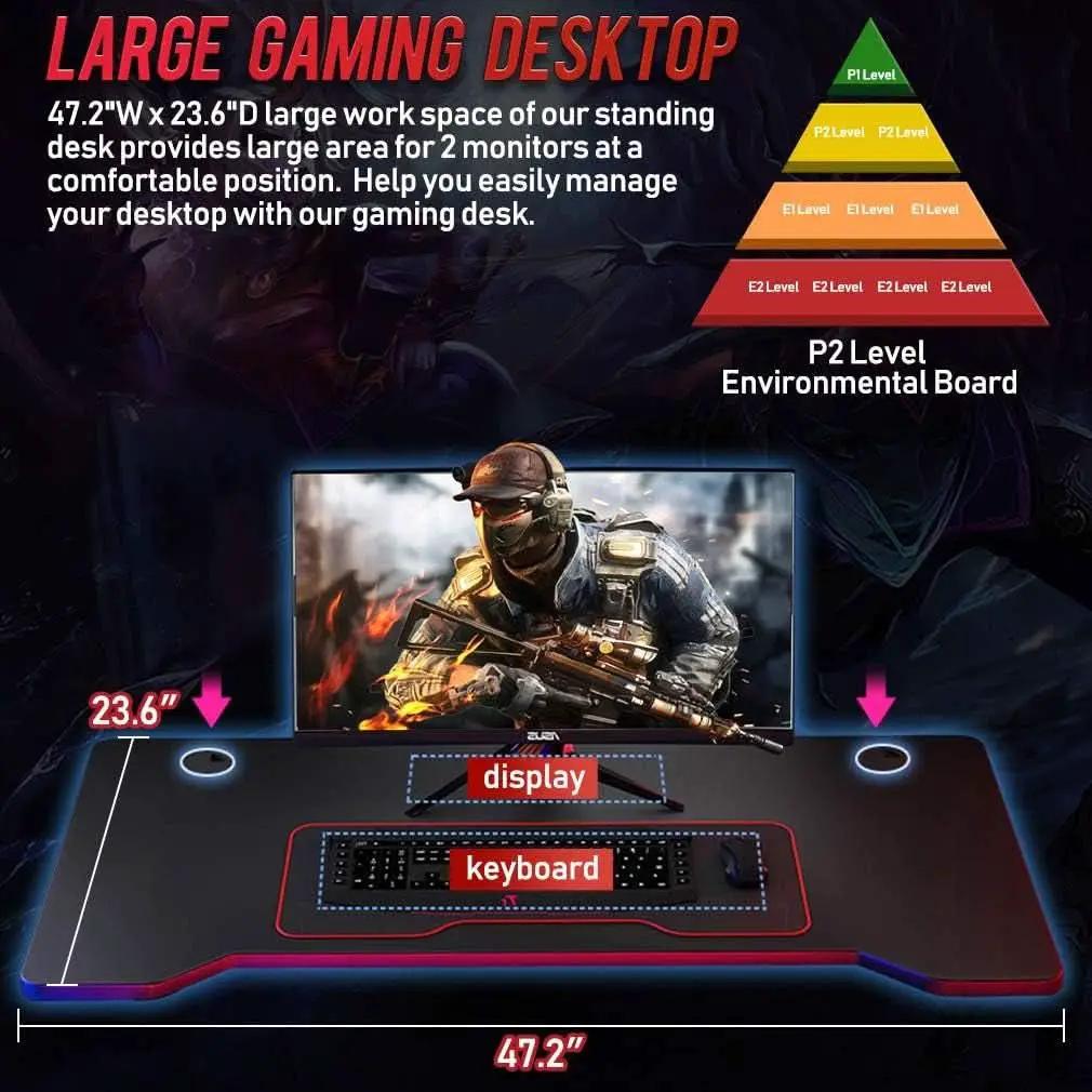 Extra Large Ergonomic Gaming Desk with Cup Holder from PriceLows™