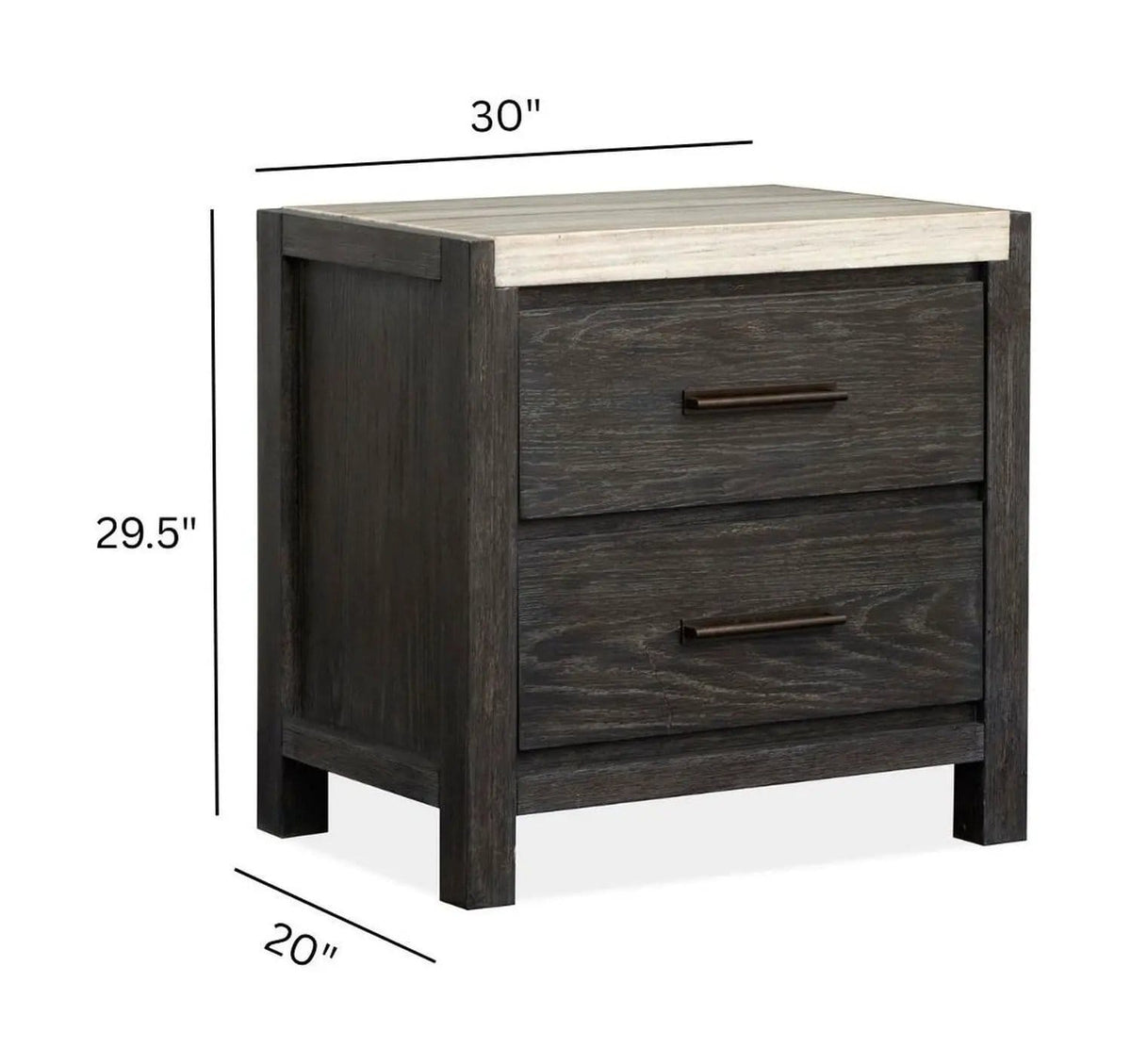 Plum Creek Drawer Nightstand | 2 Pieces | Oak Veneer & Fabric | Bedroom