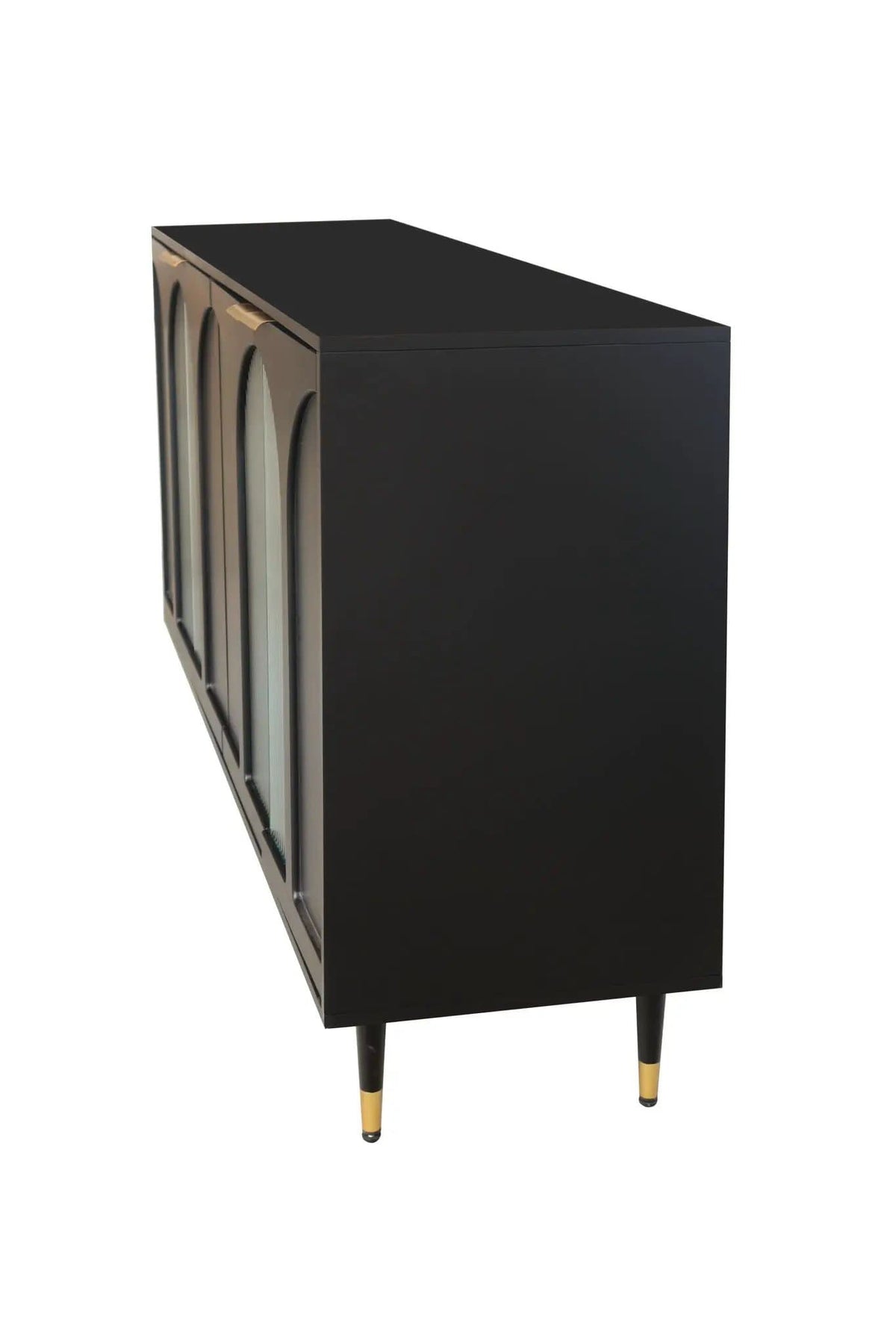 Accent Cabinet Lacquered Wooden Cabinet With 4 Glass Doors Sideboard Buffet Server | 59.84 x 15.75 x 33.46 in | Glass & Metal | Dining Room