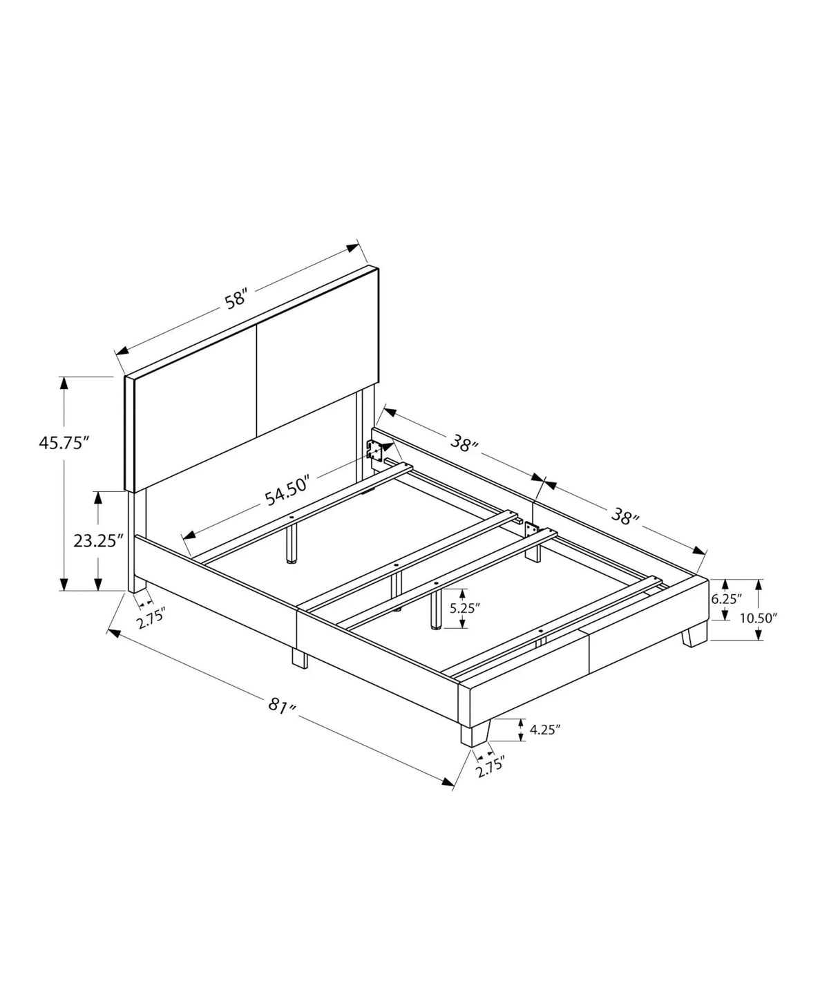 Upholstered Storage Bed | Transitional Style | Low Profile Platform Frame | 45.75 Inch Height