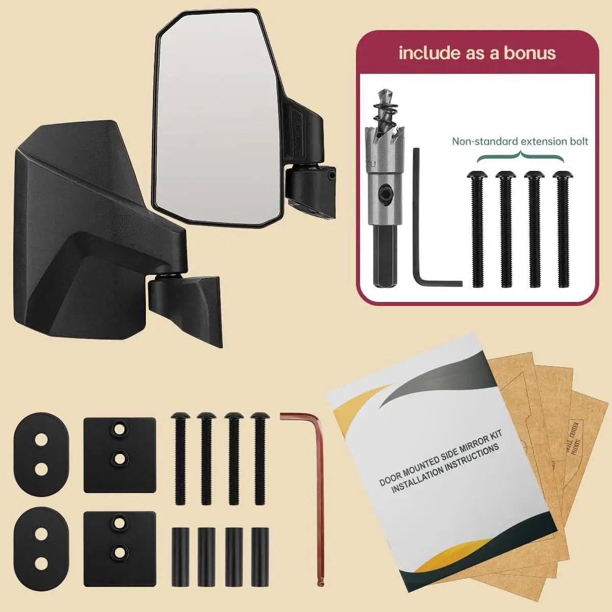 Ranger Door Mounted Side View Mirror With Spring Back from PriceLows™
