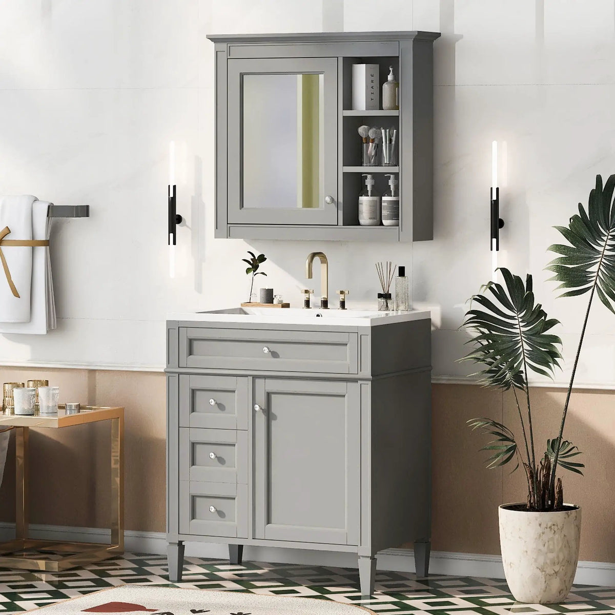 Bathroom Vanity With Medicine Cabinet | Royal Mirror Cabinet | Modern Storage | Unique Pattern Design