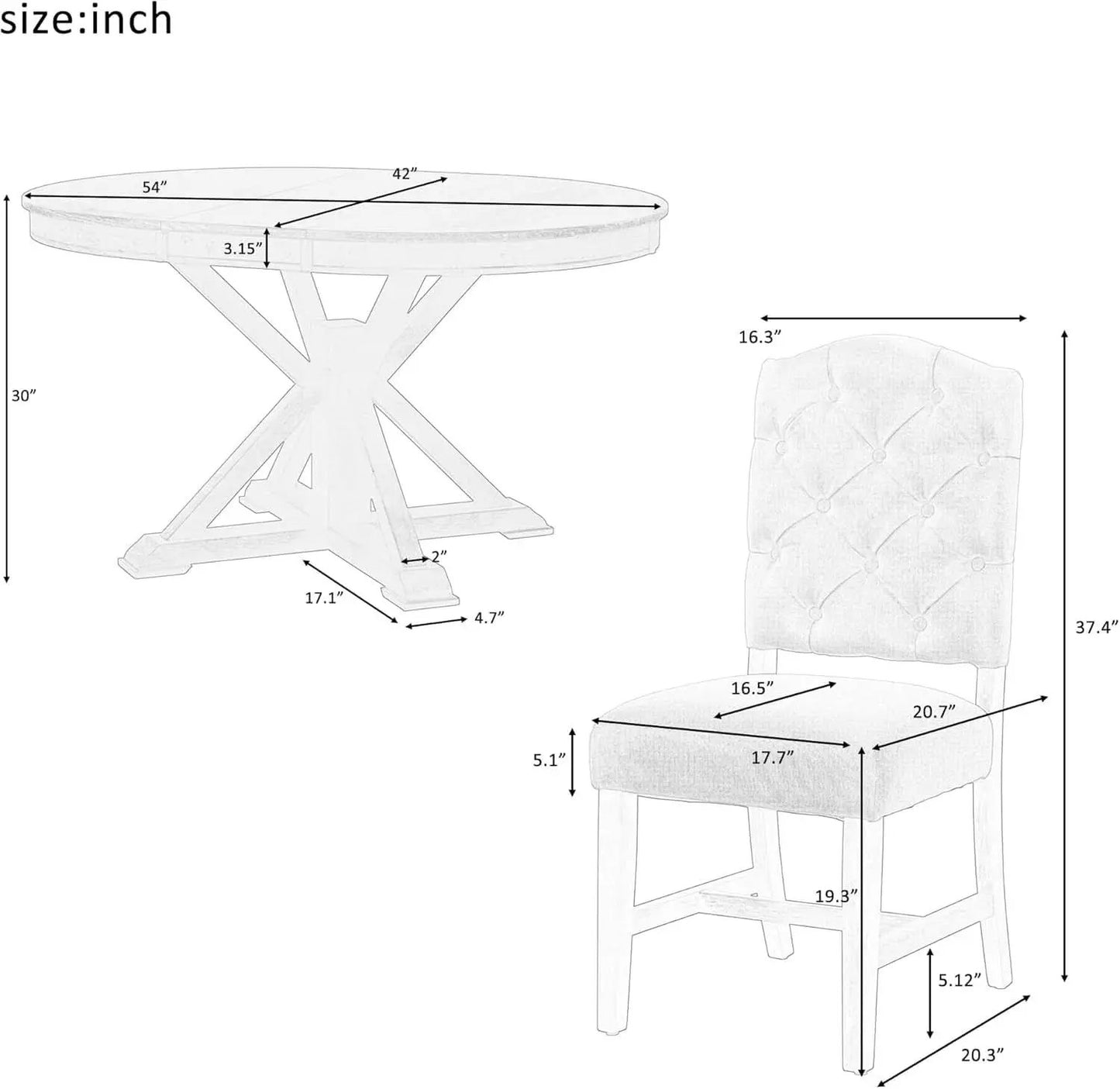 Circular Solid Wood DiningTable Set Four Extendable from PriceLows™