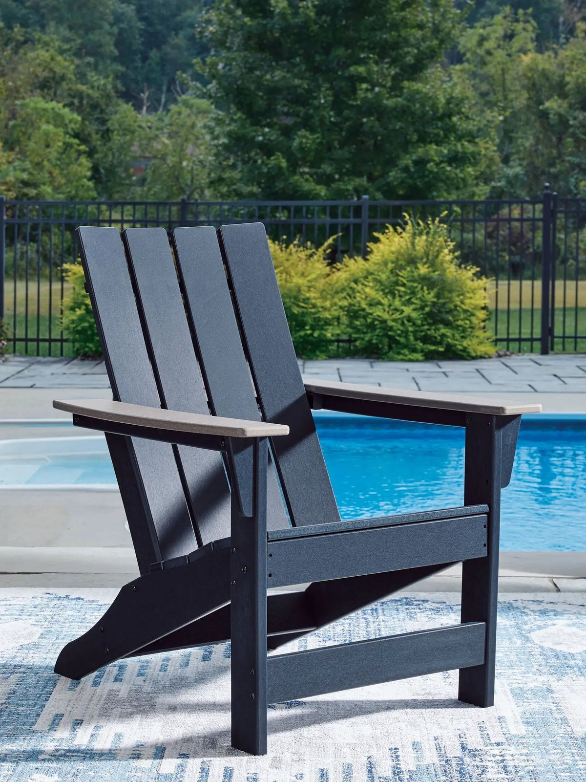 East Beach Adirondack Chair | Black And Beige | 21.5 Inch Seat Width | 17.5 Inch Seat Depth
