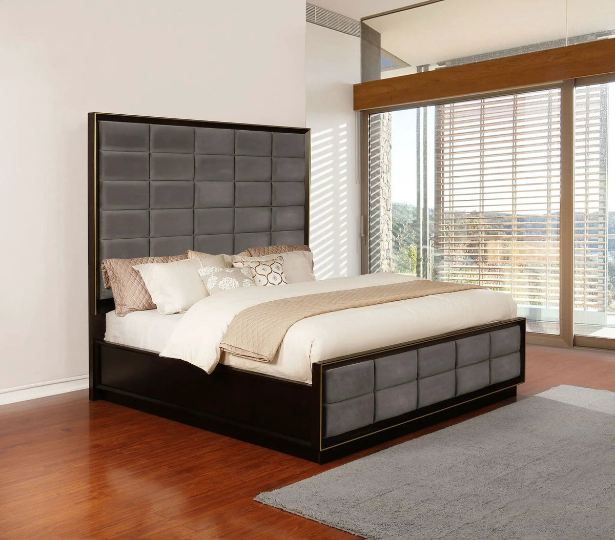 Durango 77-inch Eastern King Panel Bed Smoked Peppercorn | 81 x 86 x 80 in | Engineered Wood & Veneer | Bedroom