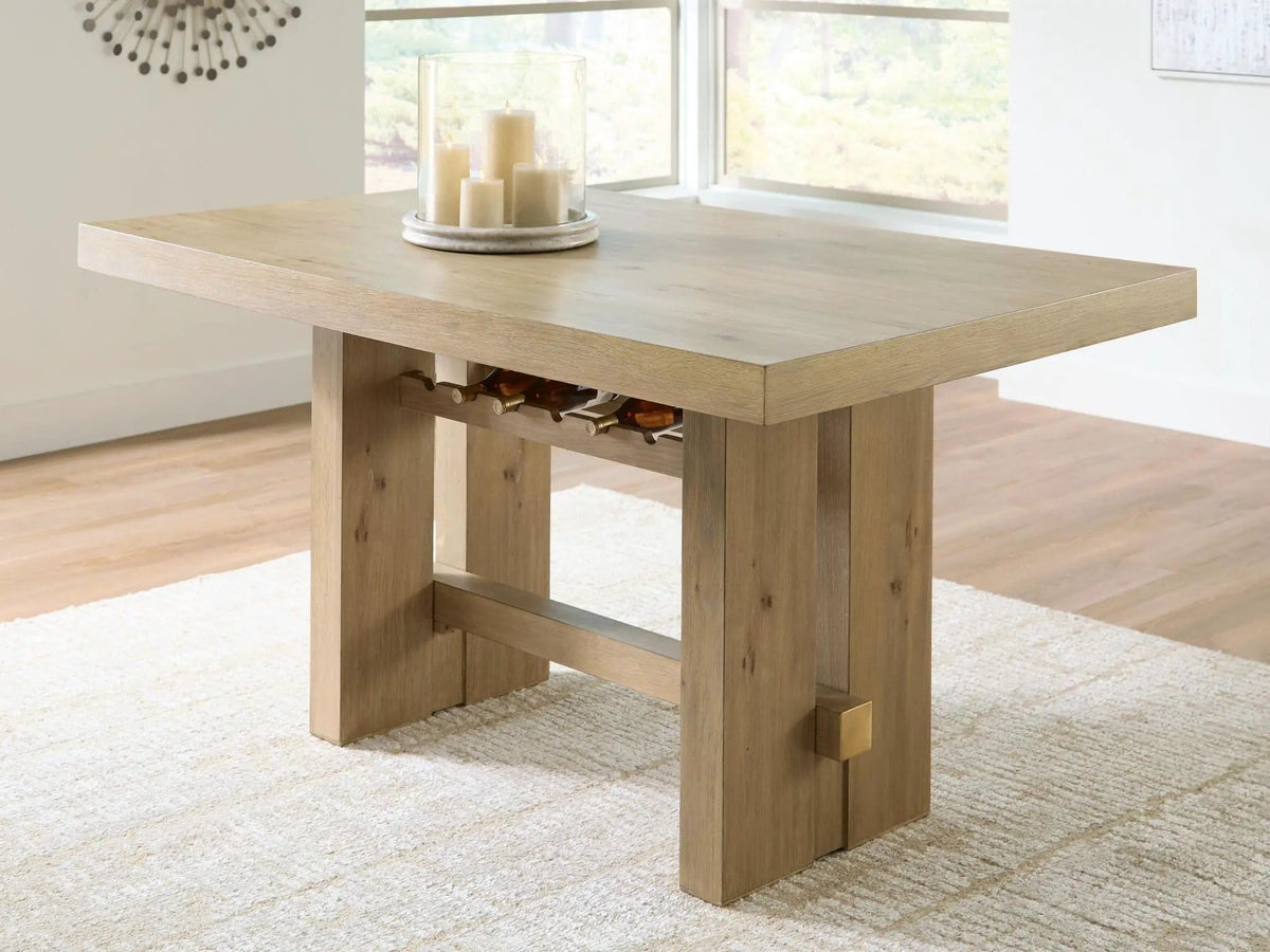 Lasinger Rectangular Dining Room Counter Table | 66 x 42 x 36 in | Oak Veneer & Mdf | Light Brown