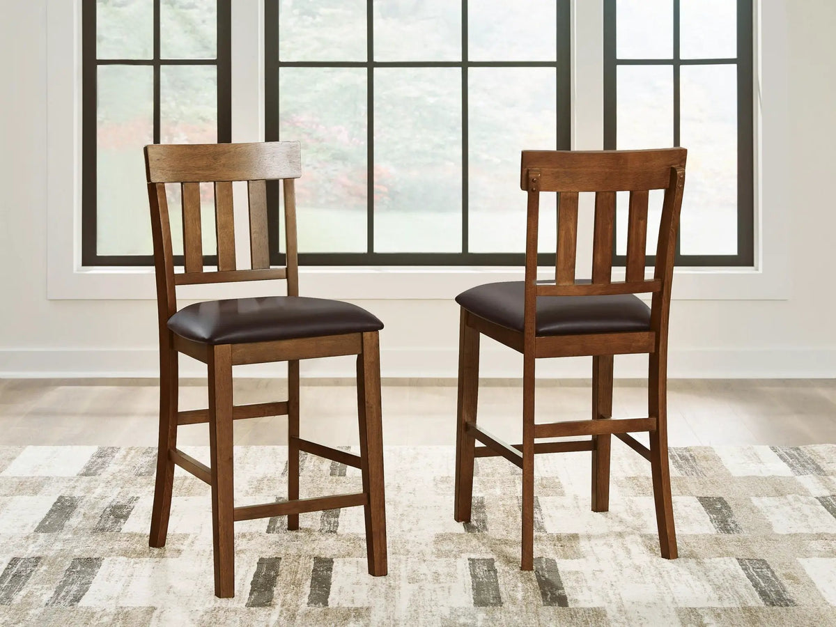 Upholstered Barstools | Faux Leather | 25 Inch Seat Height | Set Of 2