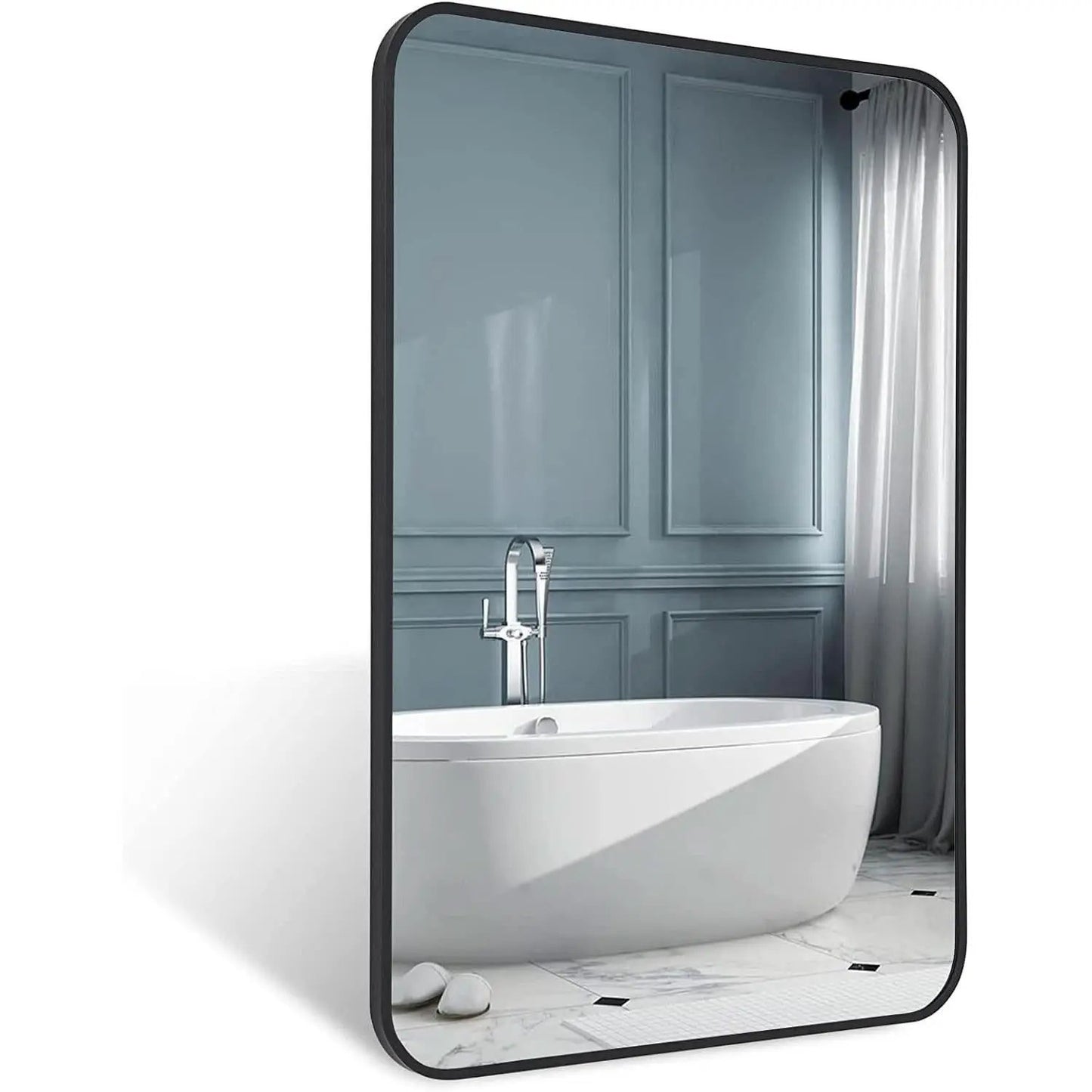 Black Metal Framed Bathroom Wall Mirror With Thin Frame from PriceLows™