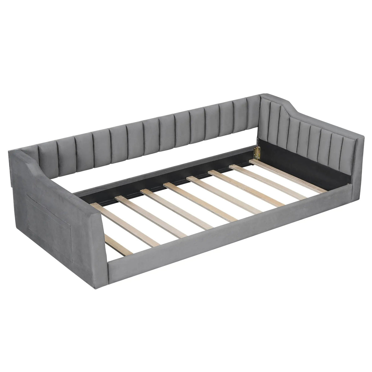 Compact Daybed | Side Storage Pocket | Vertical Stripe Upholstery | 87.8 Inch Length