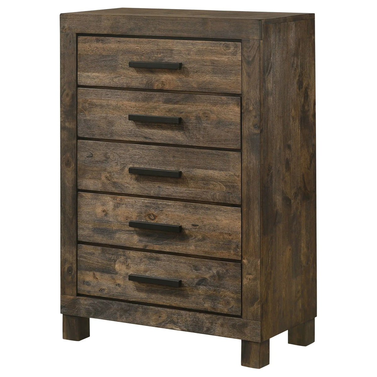Woodmont 5-drawer Bedroom Chest Rustic Golden | 31.5 x 16.25 x 46.5 in | Wood | Brown