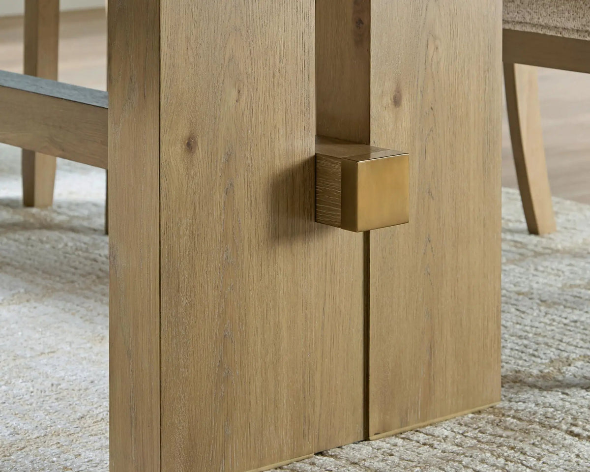 Rectangular Dining Extension Table | Easy Glide Mechanism | Light Brown Finish