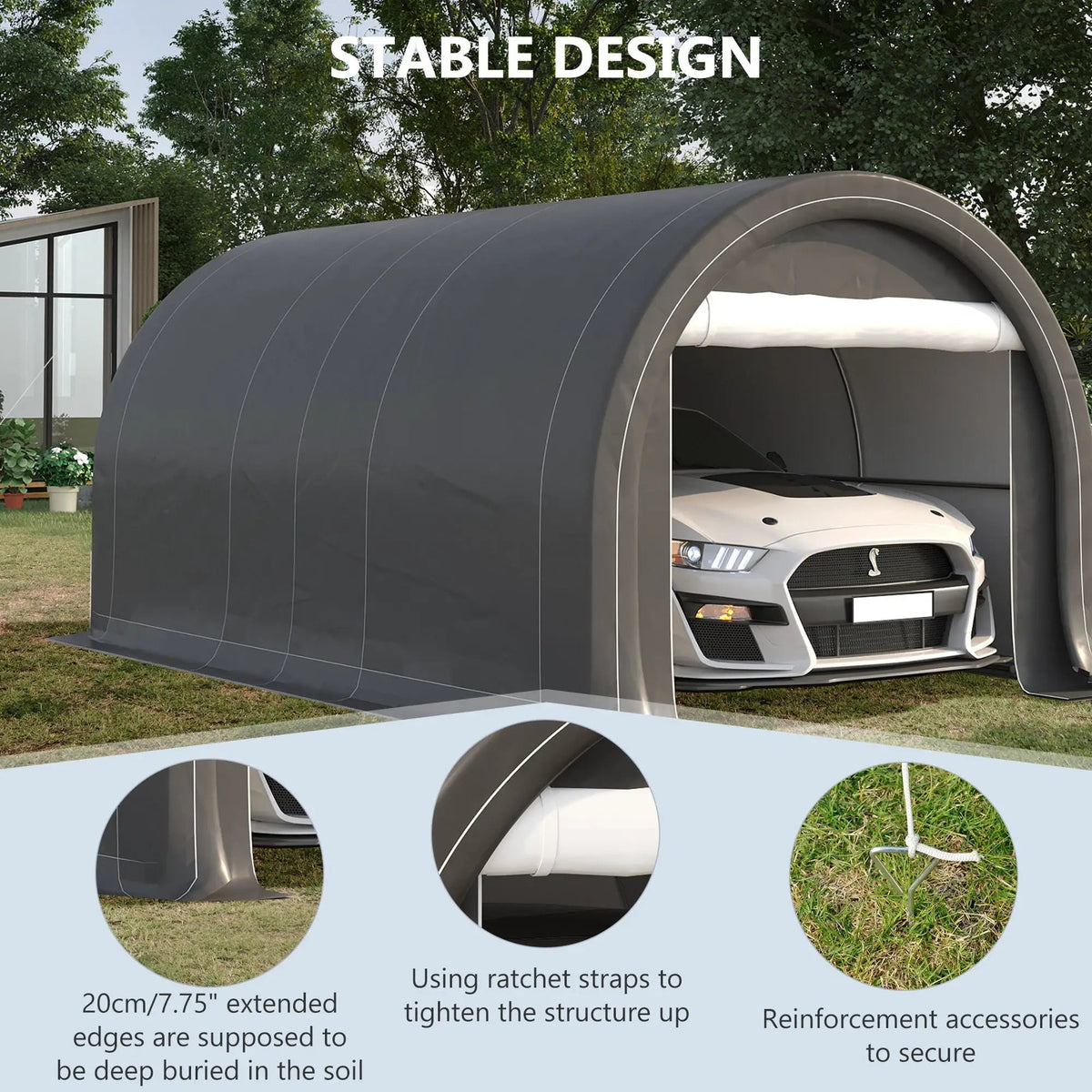 Outsunny Portable Carport | 10 x 16 Ft | Heavy Duty Storage Tent | Large Zippered Door