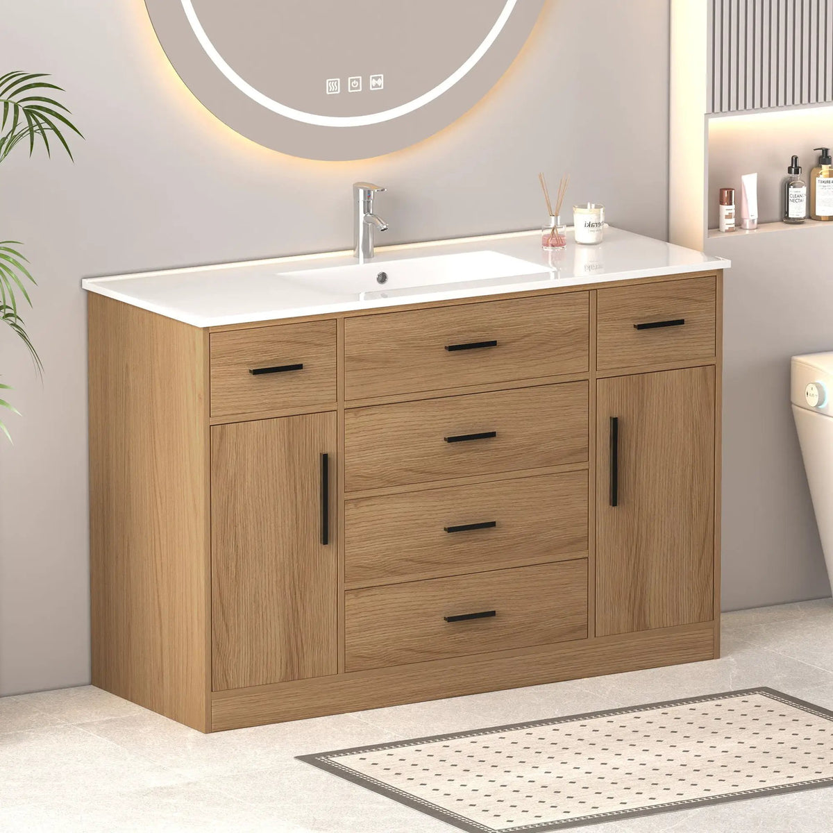 Bathroom Vanity With Abundant Storage | 2 Soft Close Doors | 6 Drawers | MDF Cabinet