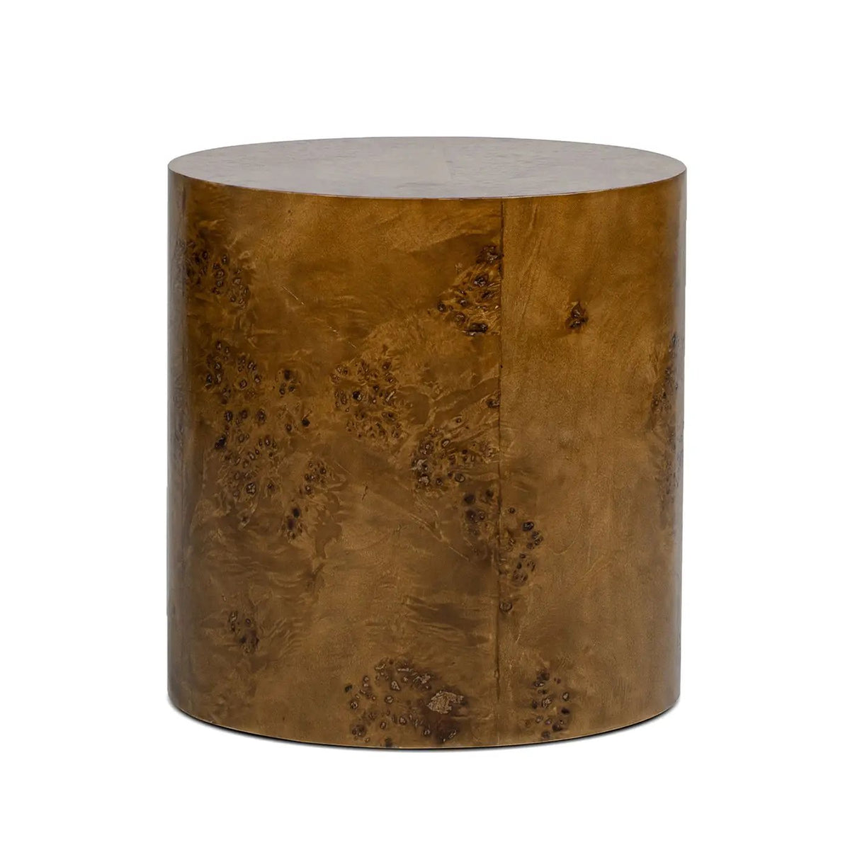 Nebula Oval Pillar Side Table | Burl Wood Veneer | 20 Inch Height | Accent Table