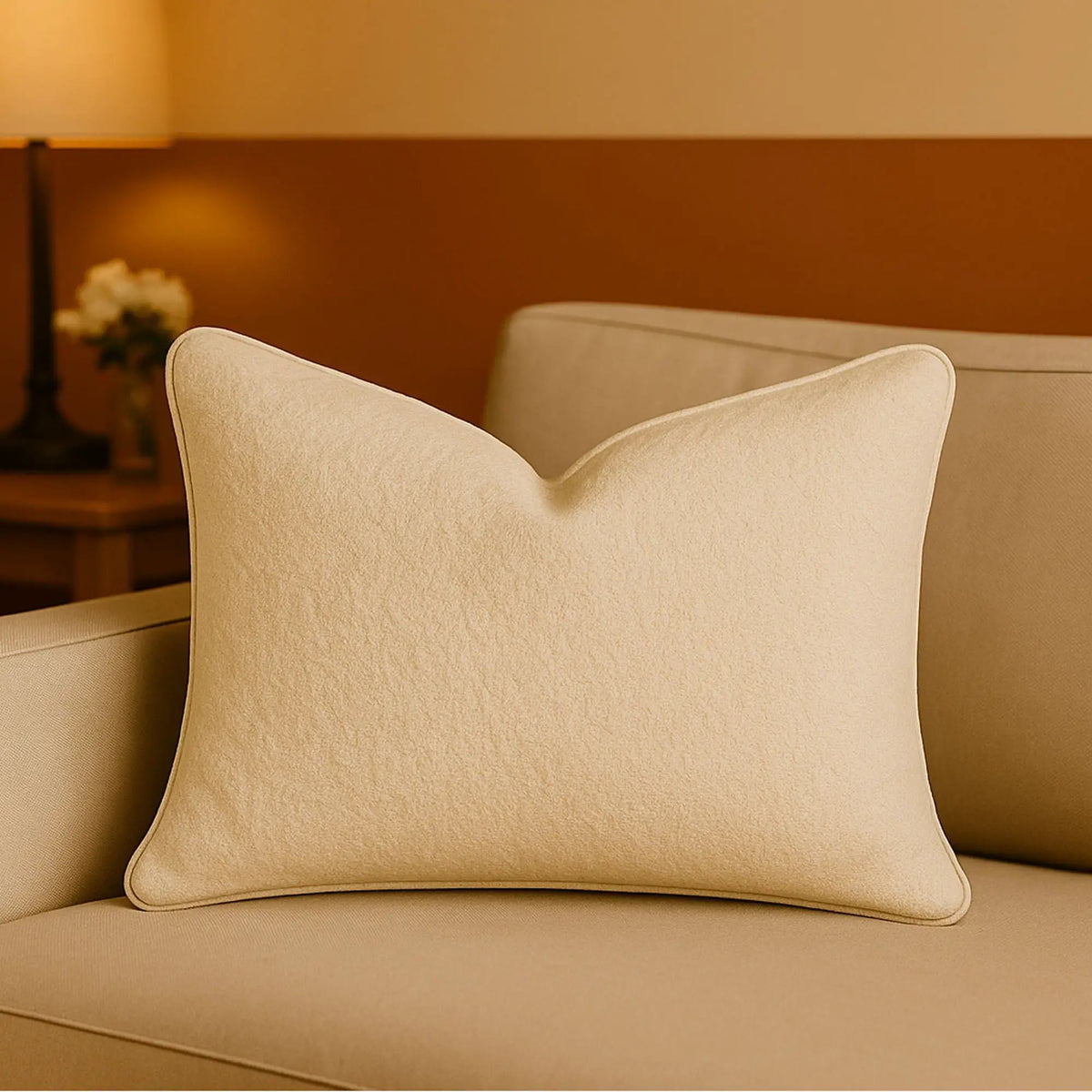 Homey Cozy Textured Throw Pillow | Ivory Neutral | 24 x 16 Inch | Full And Supportive