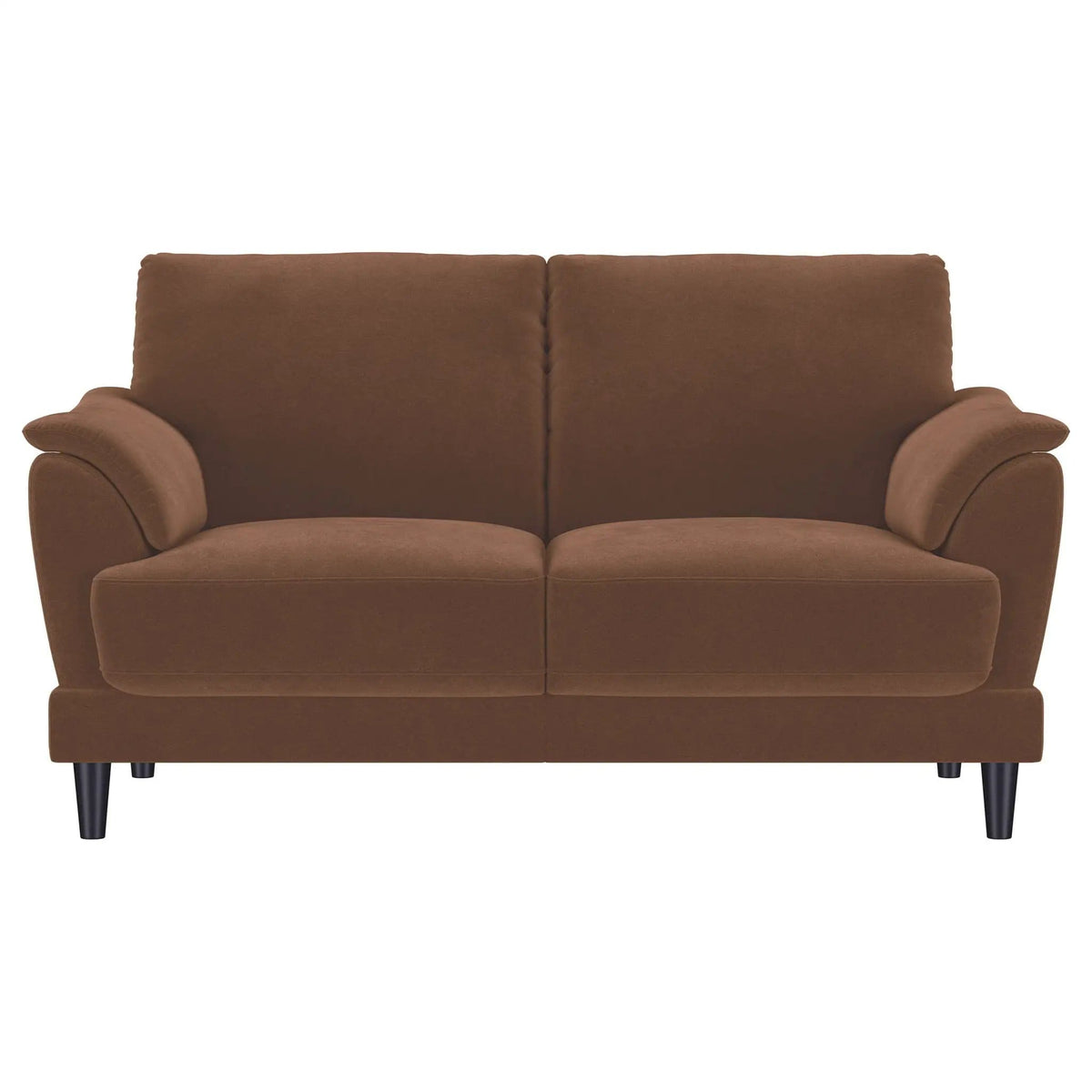 Selma Velvet Upholstered Crescent Arm Loveseat Rust | 62.25 x 35.75 x 35 in | Solid Wood & Velvet | Living Room