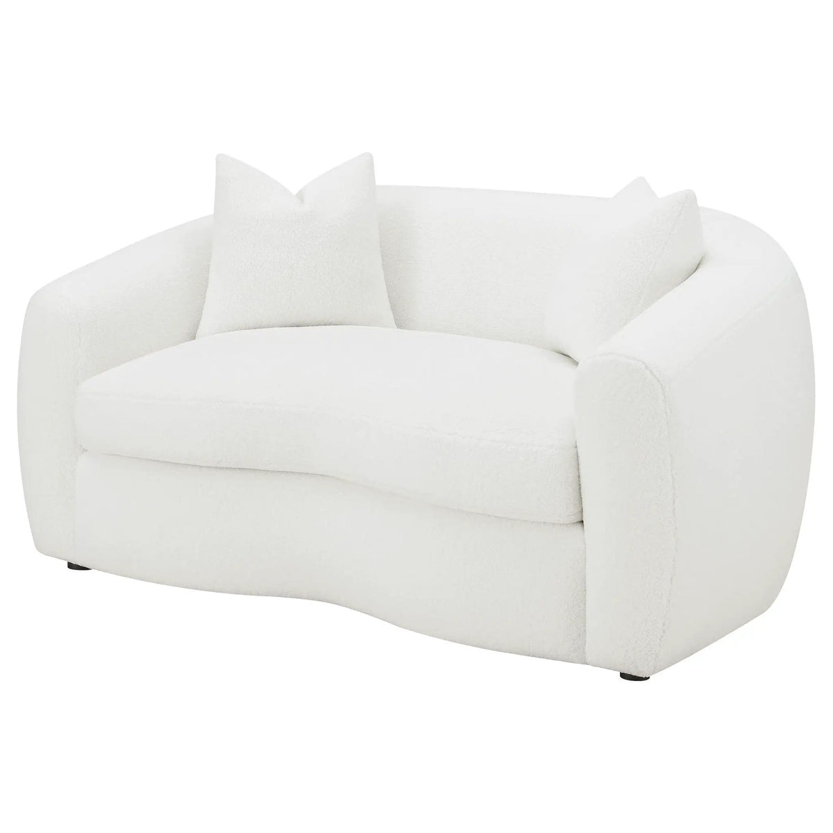 Isabella Faux Sheepskin Upholstered Loveseat | 68 x 42 x 32.5 in | Wood | Natural